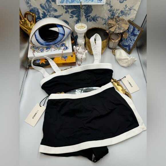 🆕 STAUD 🧿 NWT BIack White Bikini Set- Liv Top - Sz S & Nell Swim Skirt - Sz XS - Picture 12 of 16